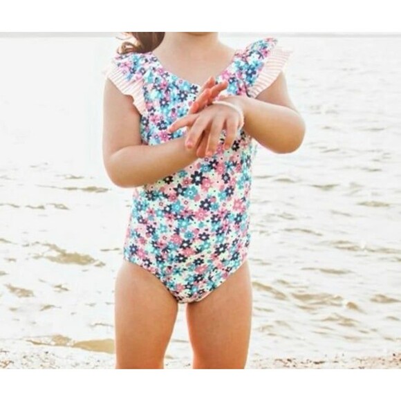 RuffleButts Water Lillies Ruffle V Back Swimsuit Size 4T New With Tags - Picture 2 of 6